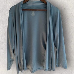 L.L. Bean Blue Gray 100% Supima Cotton Cardigan Flowy Cozy Women’s Large